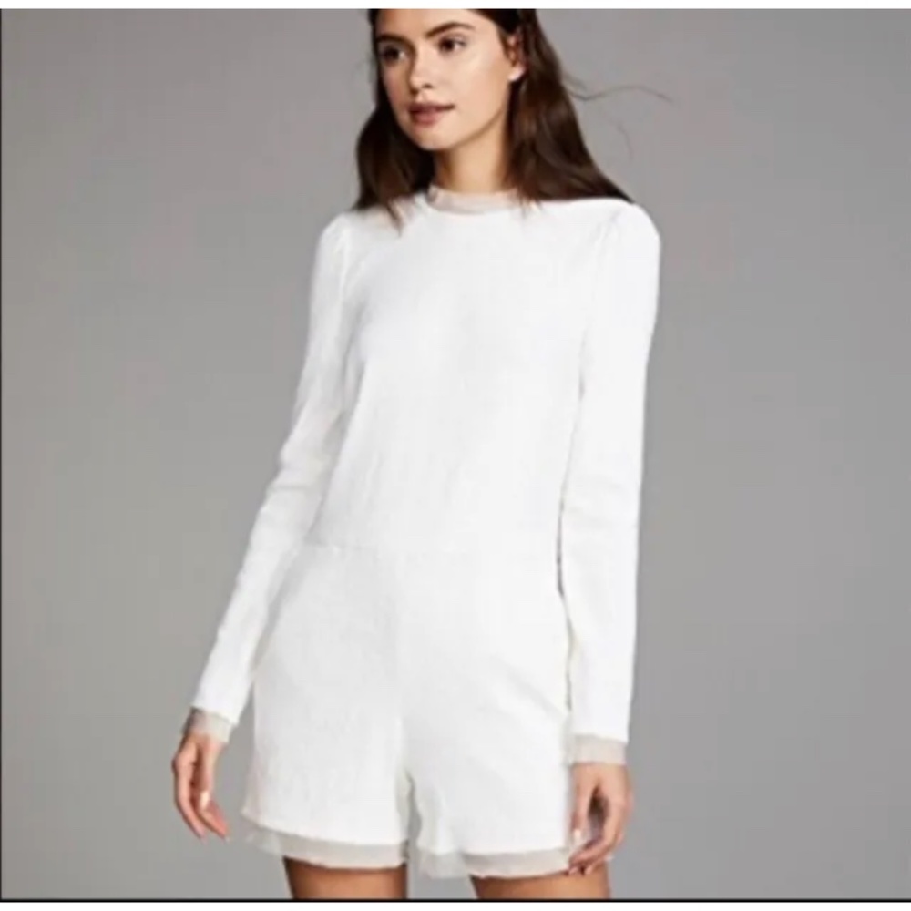RACHEL ZOE - 'Vera' White Sequin Short Romper/Jumpsuit - Size 10 - NWT